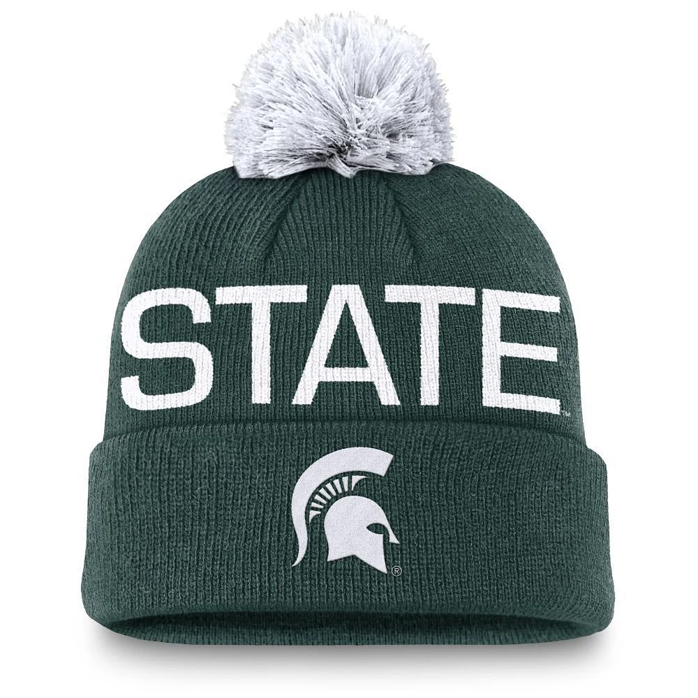 Michigan State Nike Peak Standard Cuff Pom Beanie