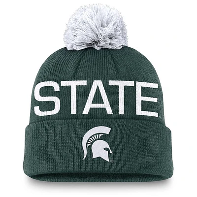 Michigan State Nike Peak Standard Cuff Pom Beanie