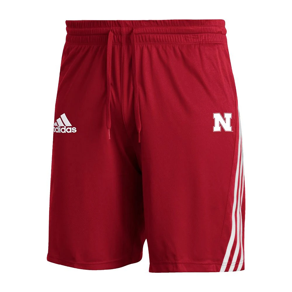 Nebraska Adidas Men's 3-Stripe Knit Shorts