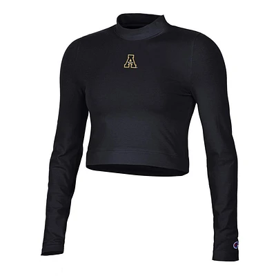 App State Champion Women's Fitted Long Sleeve Mock Crop Top