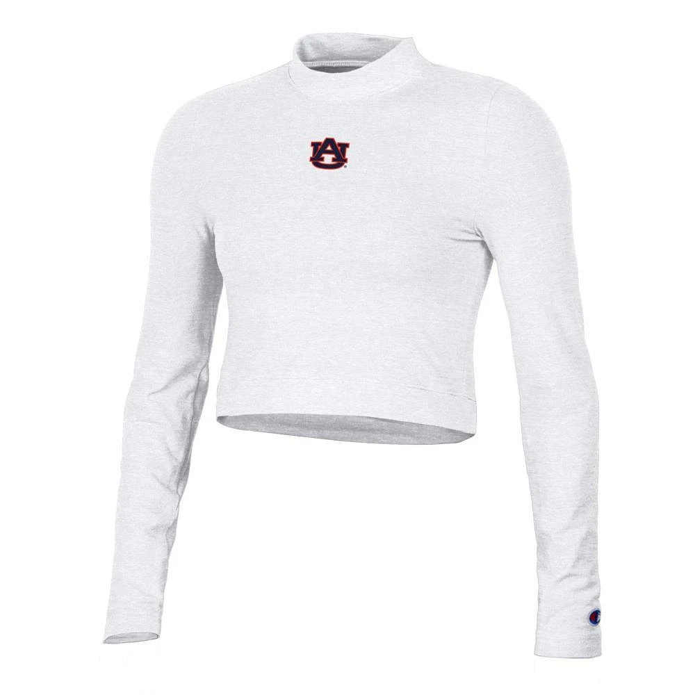 Auburn Champion Women's Fitted Long Sleeve Mock Crop Top