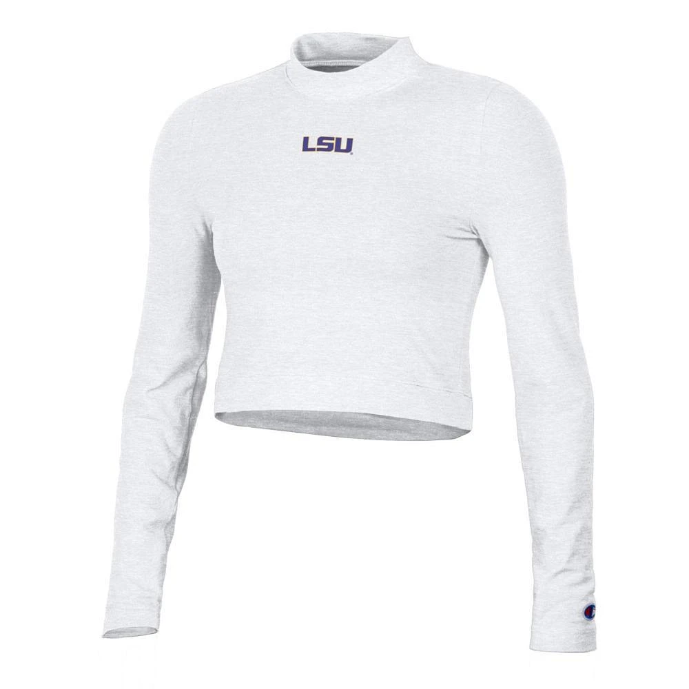 LSU Champion Women's Fitted Long Sleeve Mock Crop Top