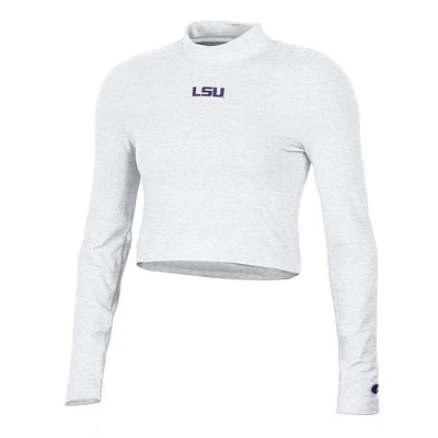 LSU Champion Women's Fitted Long Sleeve Mock Crop Top