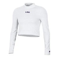 LSU Champion Women's Fitted Long Sleeve Mock Crop Top