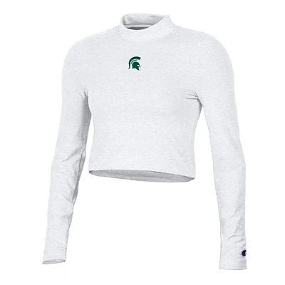 Michigan State Champion Women's Fitted Long Sleeve Mock Crop Top