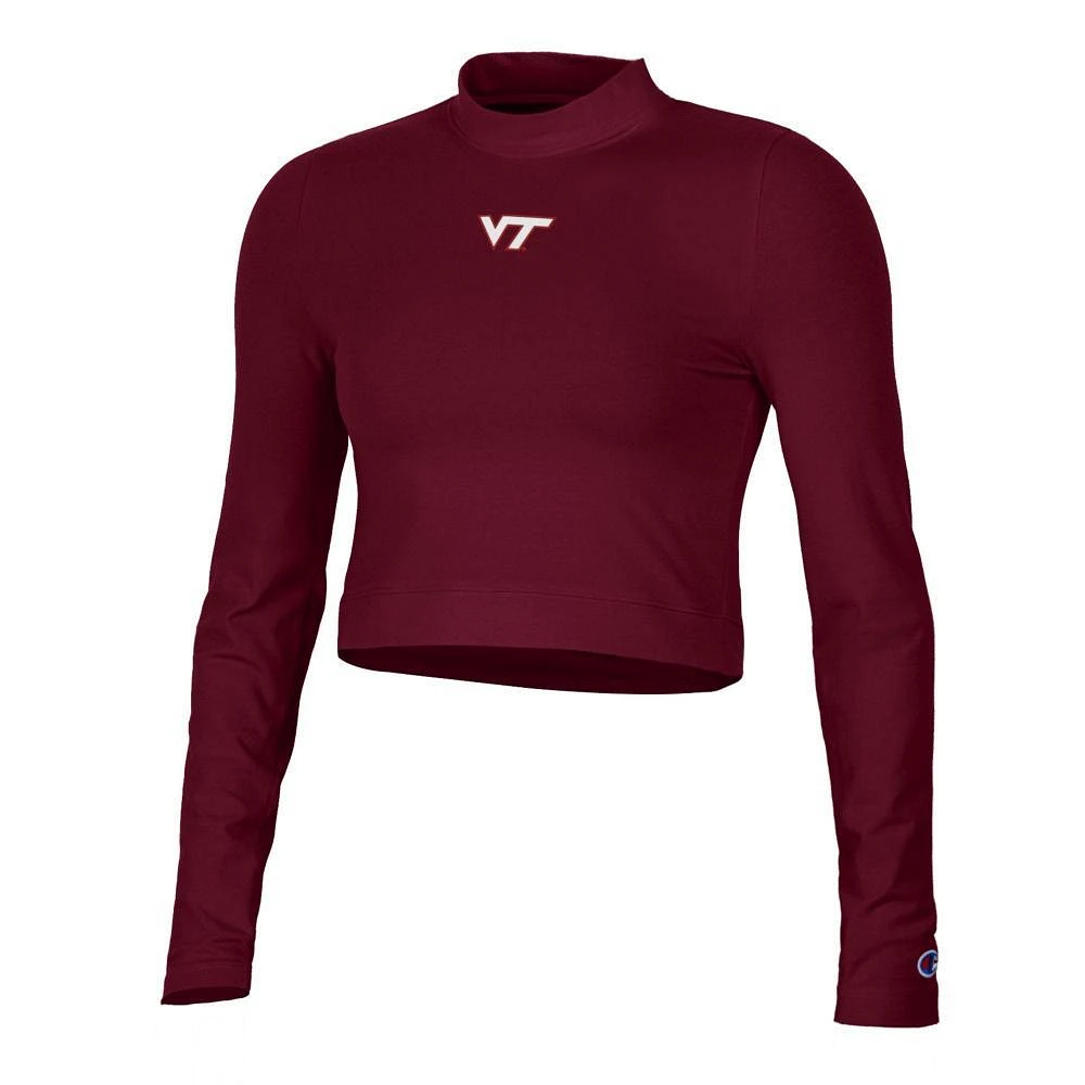 Virginia Tech Champion Women's Fitted Long Sleeve Mock Crop Top