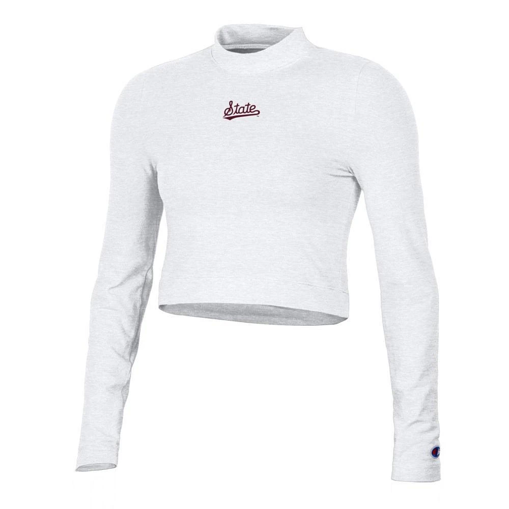 Mississippi State Champion Women's Fitted Long Sleeve Mock Crop Top