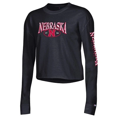 Nebraska Champion Women's Boyfriend Cropped Long Sleeve Tee