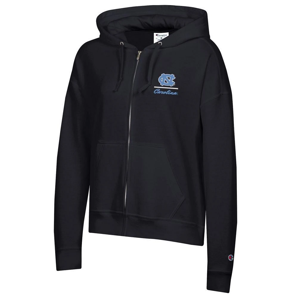 UNC Champion Women's Logo Line Script Powerblend Full Zip