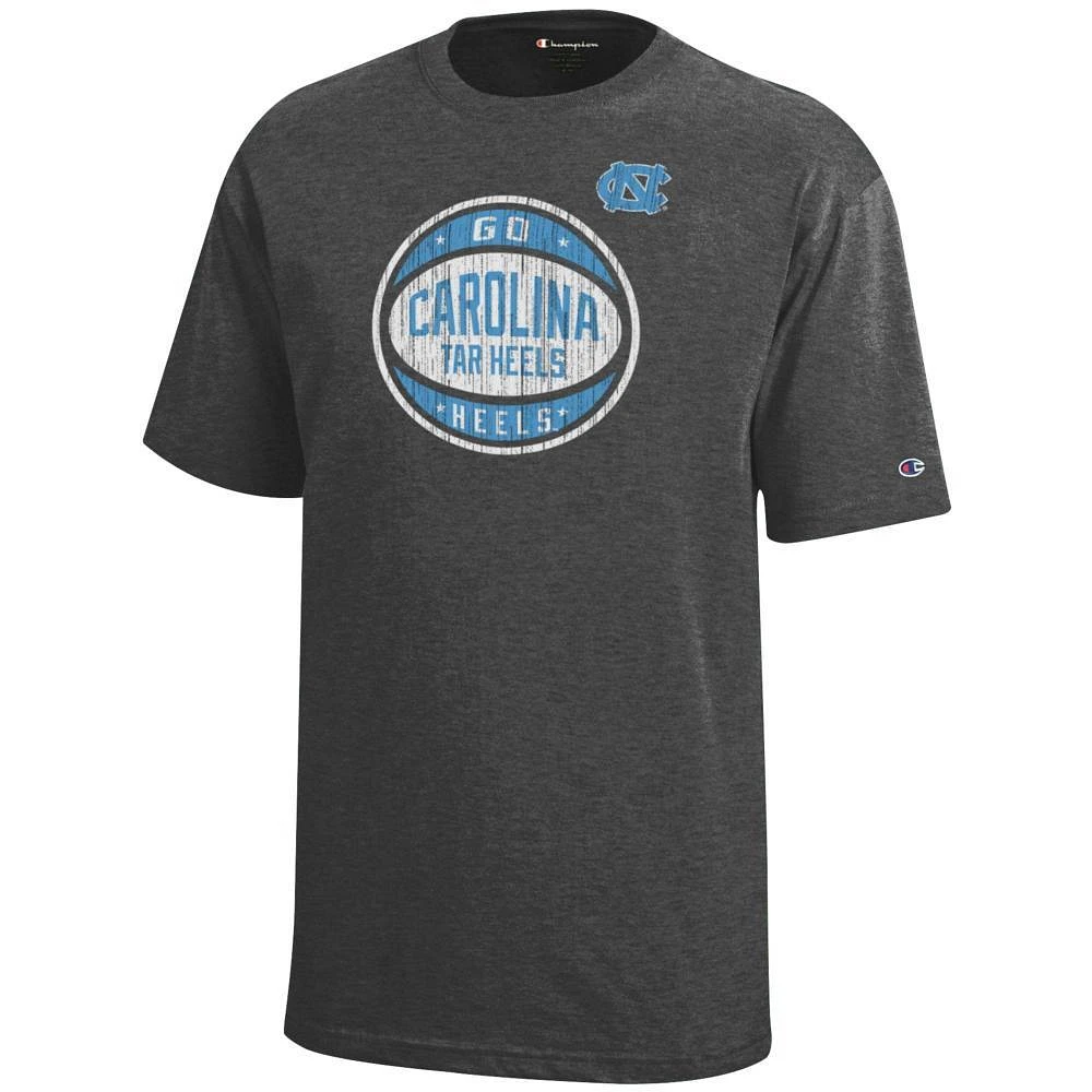 UNC Champion YOUTH Logo Distressed Basketball Tee