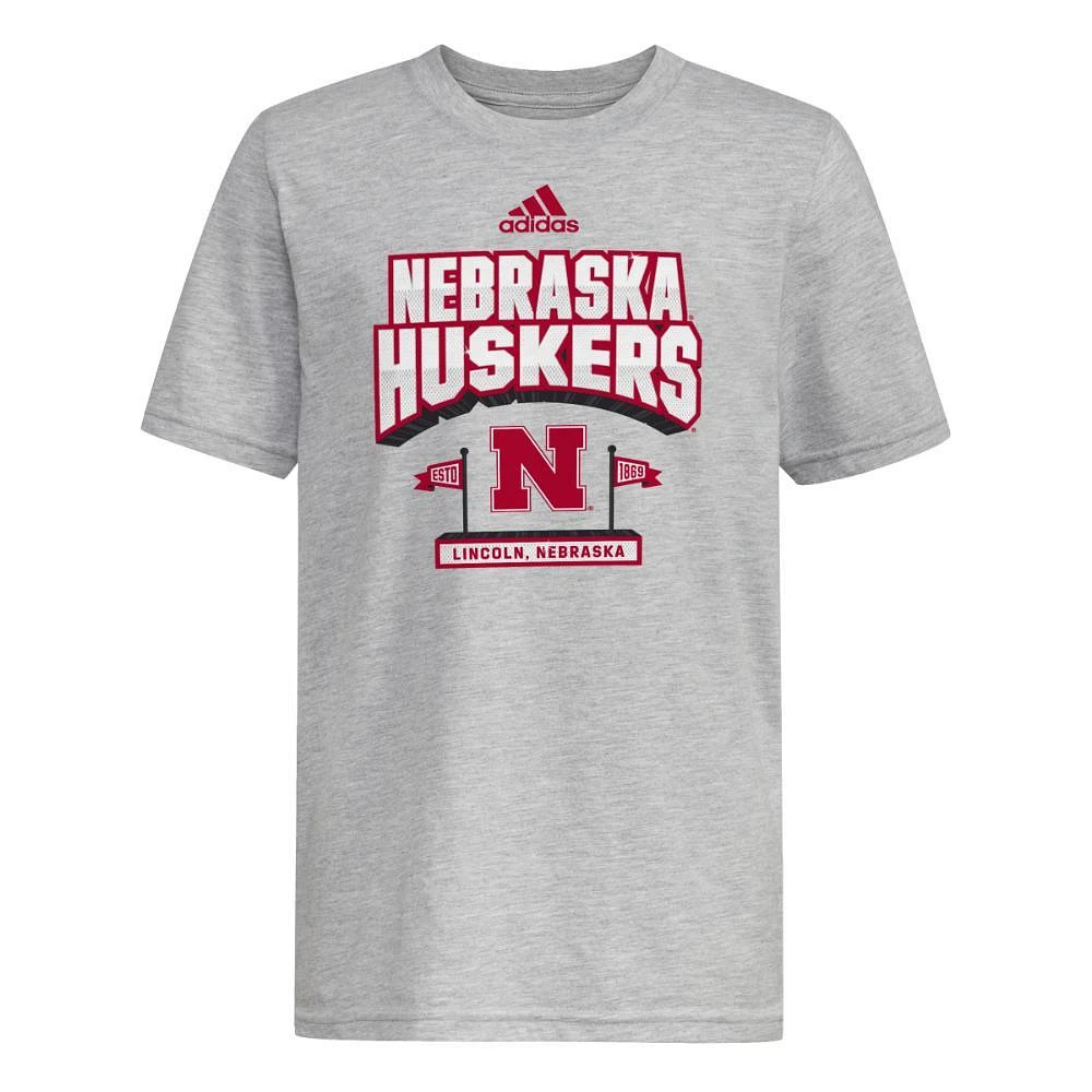 Nebraska Adidas YOUTH Stake Our Claim Fresh Tee