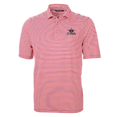 Nebraska Cutter and Buck Blackshirts Striped Virtue Eco Pique Polo