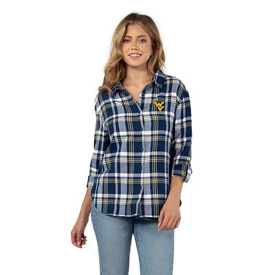 West Virginia Chicka-D Boyfriend Plaid Woven Shirt