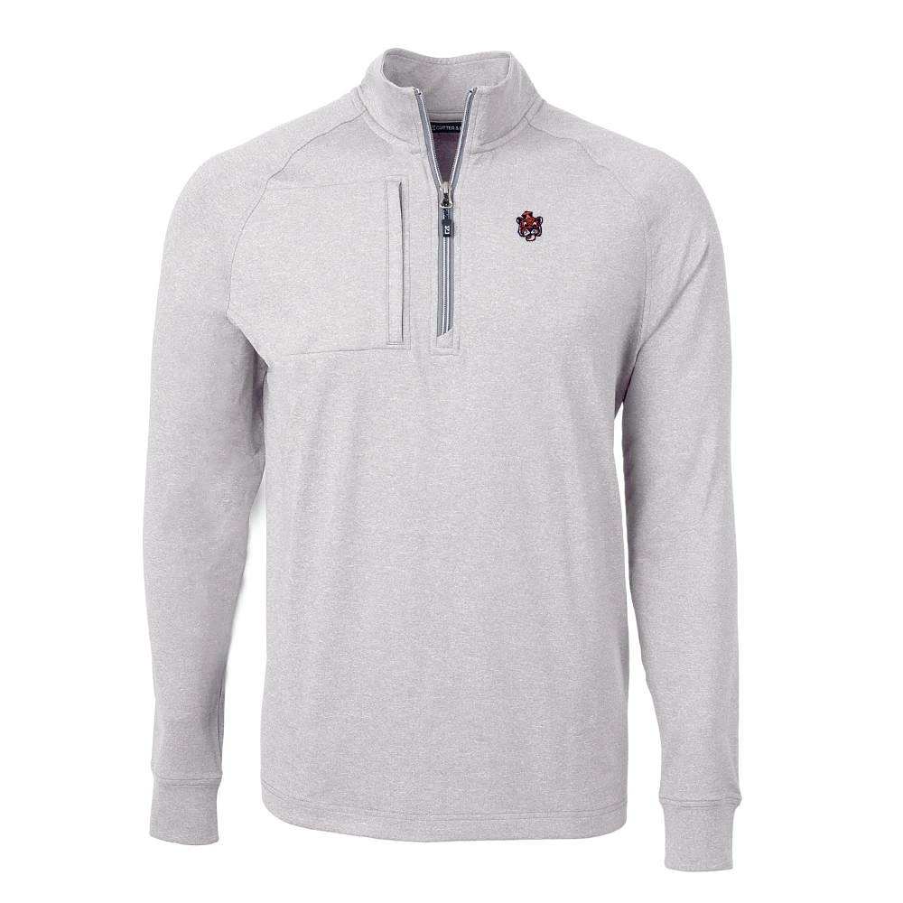 Auburn Cutter & Buck Vault Cartoon Adapt Eco Knit Heather 1/4 Zip Pullover