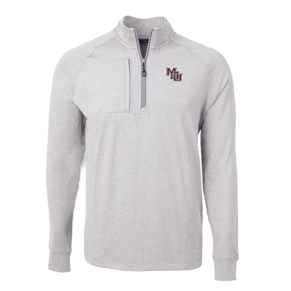 Mississippi State Cutter & Buck Interlock Adapt Eco Knit Heather 1/4 Zip Pullover