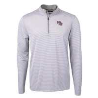 Mississippi State Cutter & Buck Interlock Eco Pique Micro Stripe 1/2 Zip Pullover