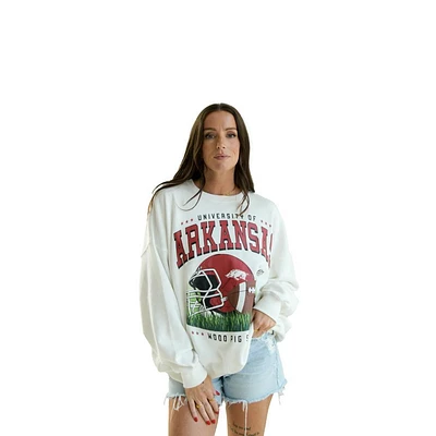 Arkansas Gameday Social Malone Multimedia Oversized Crew Sweatshirt