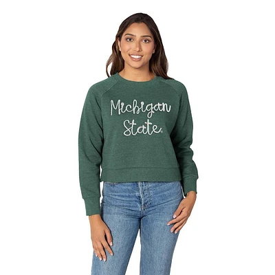 Michigan State Chicka-D Rope Embroidery Boxy Raglan Crew