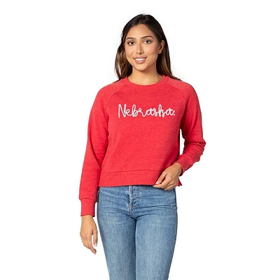 Nebraska Chicka-D Rope Embroidery Boxy Raglan Crew