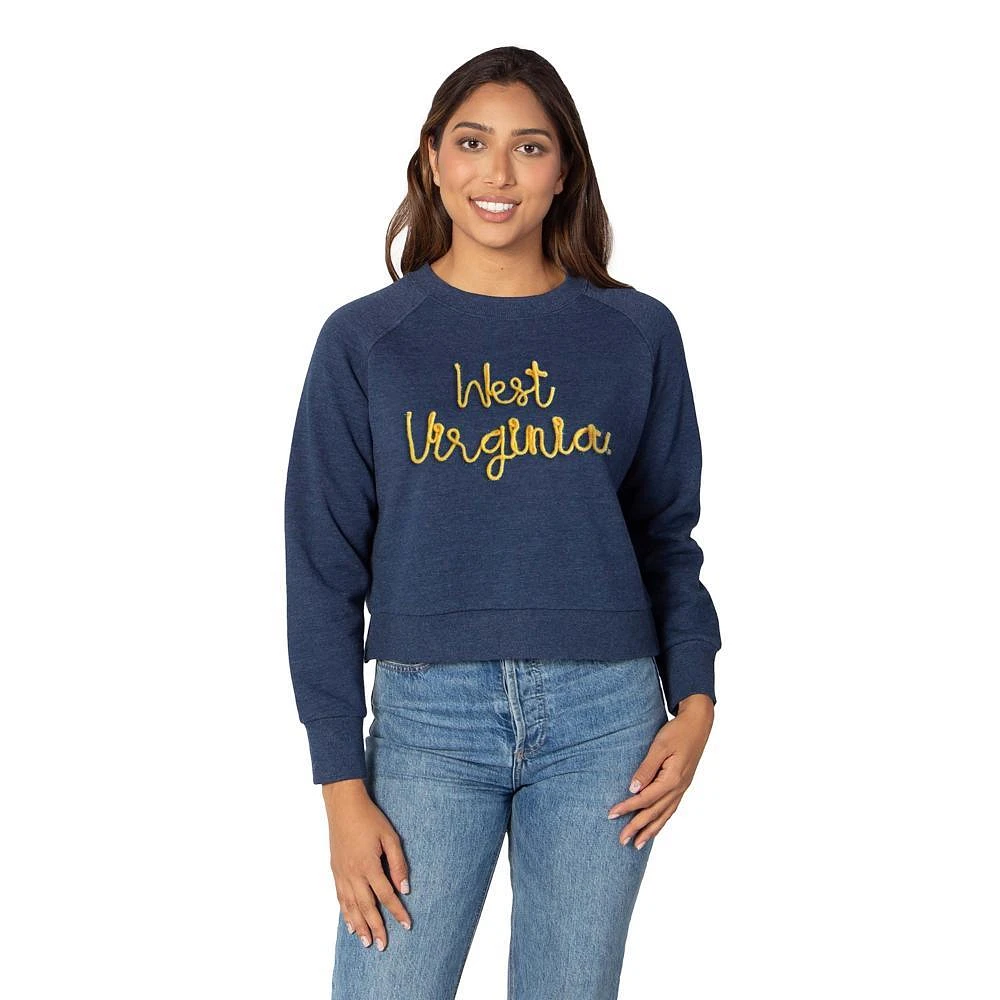 West Virginia Chicka-D Rope Embroidery Boxy Raglan Crew