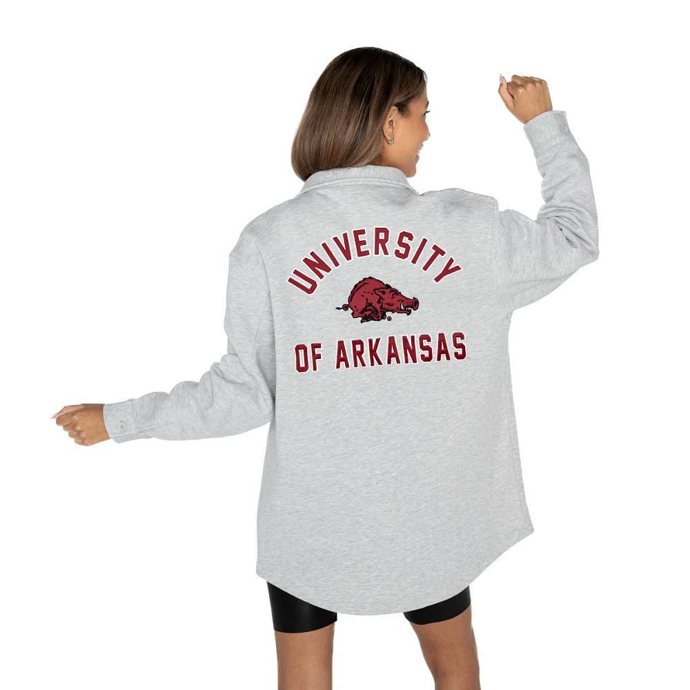 Arkansas Gameday Couture Way To Go Fleece Applique Shacket