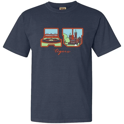 Auburn Campus Fill Letters Comfort Colors Tee