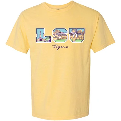 LSU Campus Fill Letters Comfort Colors Tee