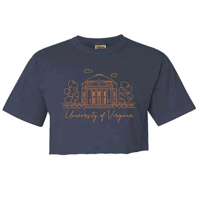 Virginia Campus Building Script Cropped Comfort Colors Tee