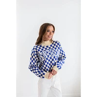 Kentucky Gameday Social Checkerboard Mock Neck Sweater