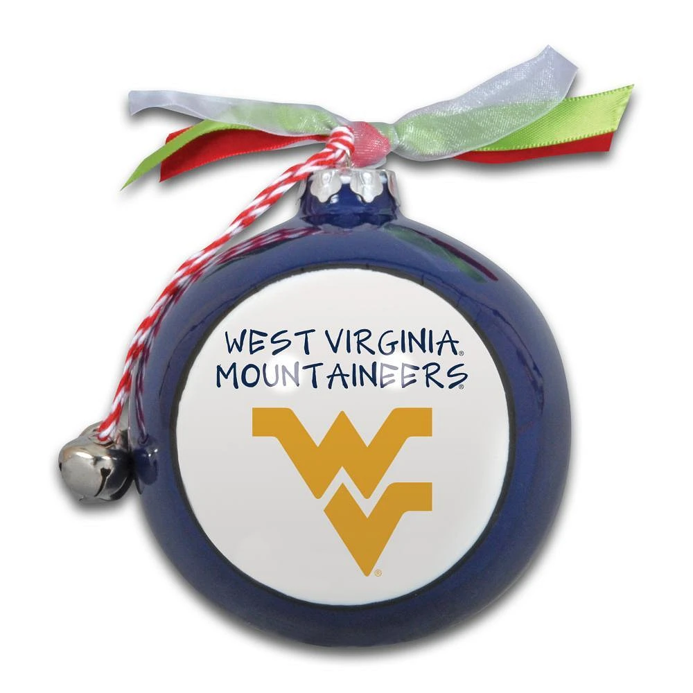 West Virginia Mountaineers Ceramic Globe Ornament