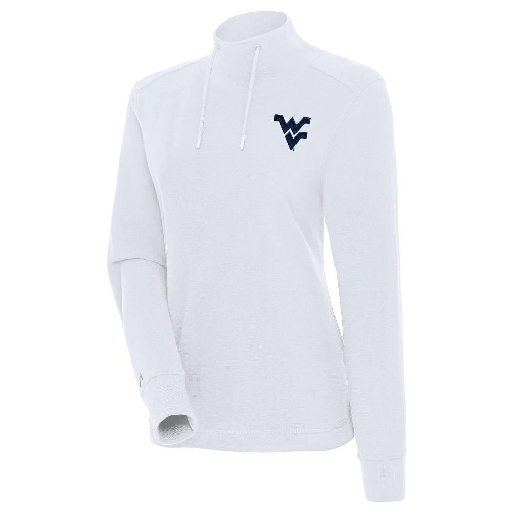 West Virginia Antigua Moment Mock Neck Fleece Pullover