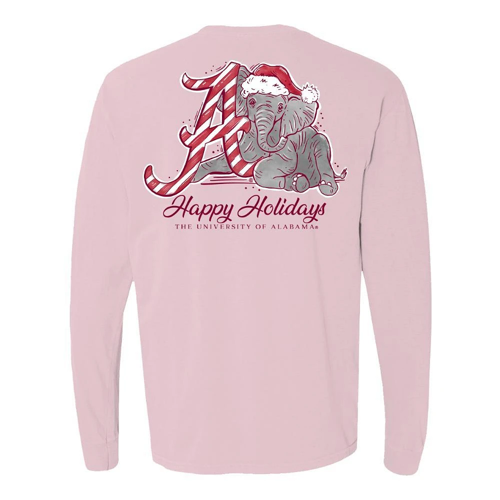 Alabama Festive Elephant Holiday Long Sleeve Tee