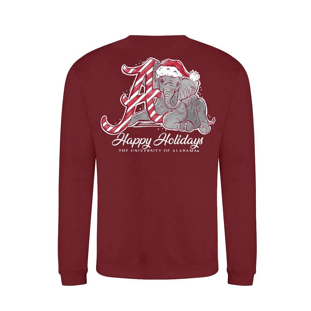 Alabama Festive Elephant Holiday Fleece Crew