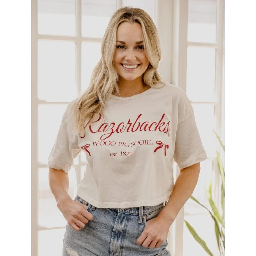 Arkansas LivyLu Established Bow Cropped Tee