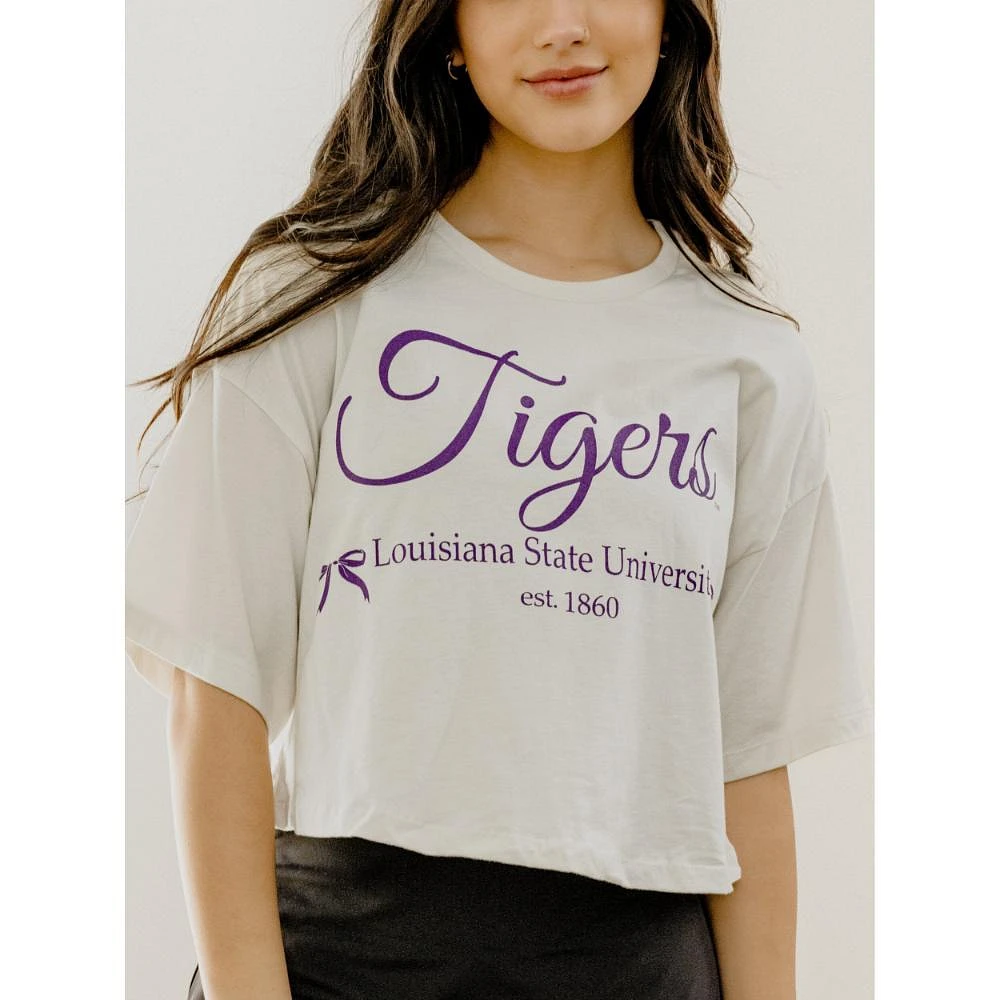 LSU LivyLu Established Bow Cropped Tee