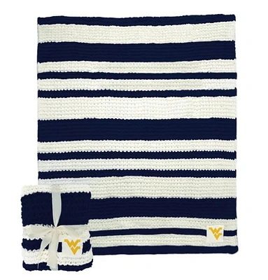 West Virginia Cable-Knit Stripe Throw Blanket