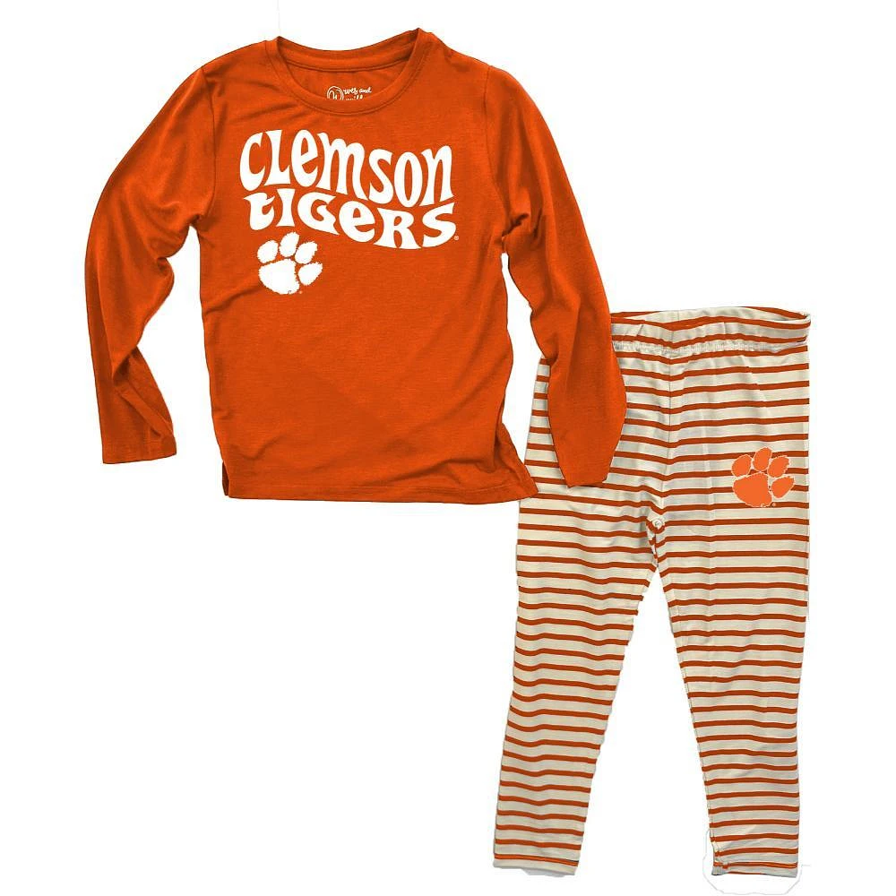 Clemson Wes And Willy Infant Top With Stripe Capri Pants Set