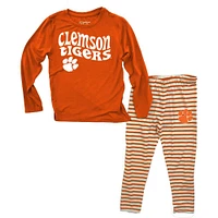 Clemson Wes And Willy Infant Top With Stripe Capri Pants Set