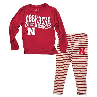 Nebraska Wes And Willy Infant Top With Stripe Capri Pants Set