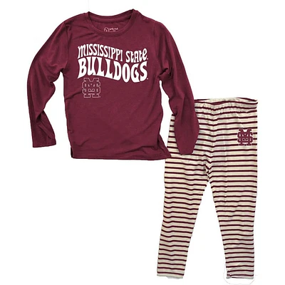 Mississippi State Wes And Willy Toddler Top With Stripe Capri Pants Set