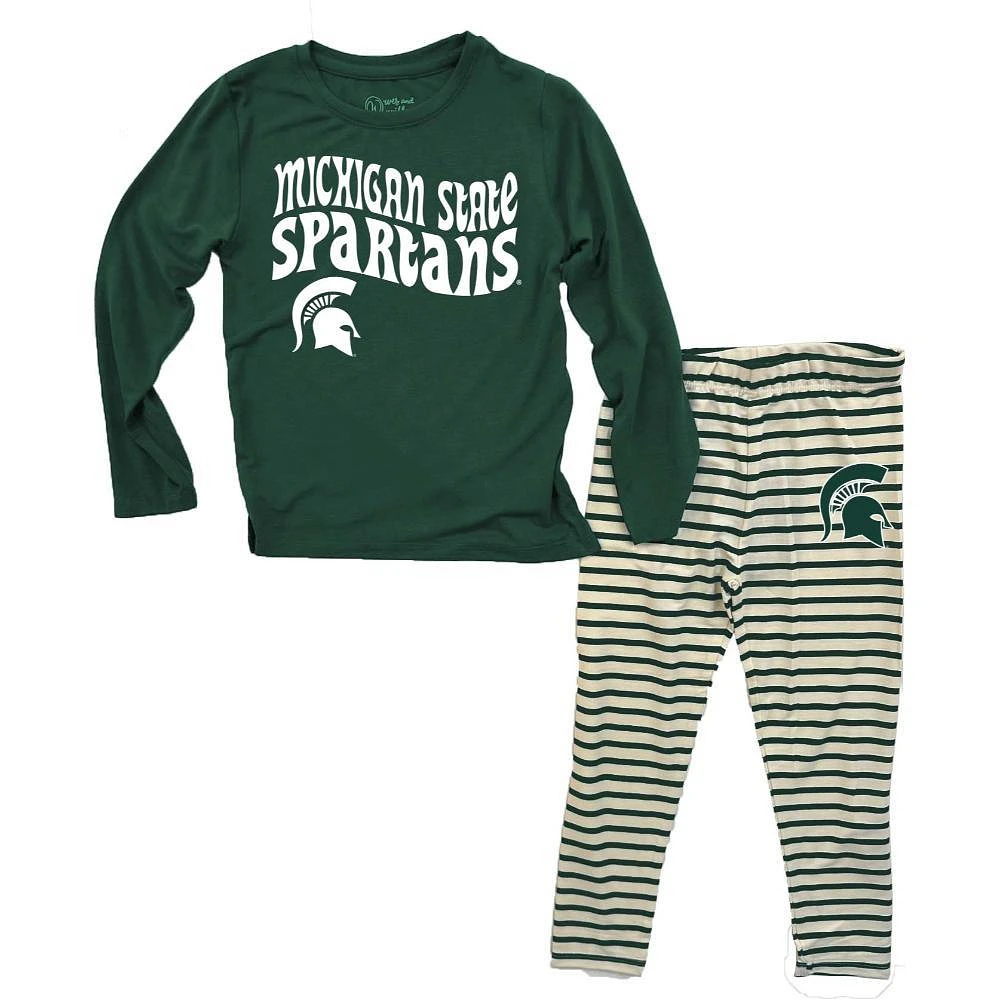 Michigan State Wes And Willy Toddler Top With Stripe Capri Pants Set