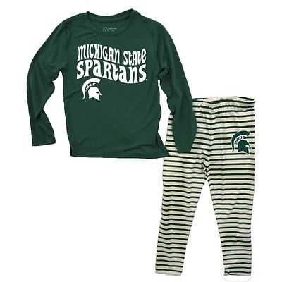 Michigan State Wes And Willy Toddler Top With Stripe Capri Pants Set