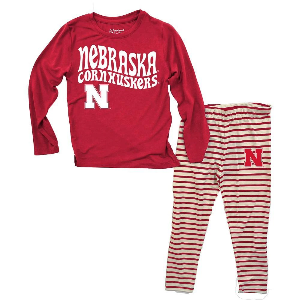 Nebraska Wes And Willy Toddler Top With Stripe Capri Pants Set