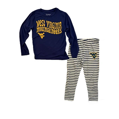 West Virginia Wes And Willy Toddler Top With Stripe Capri Pants Set