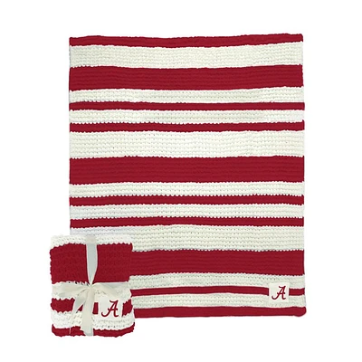 Alabama Logo Brands Cableknit Stripe Blanket