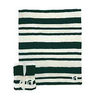 Michigan State Logo Brands Cableknit Stripe Blanket