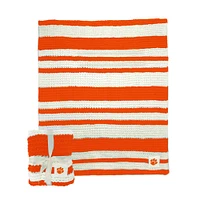 Clemson Logo Brands Cableknit Stripe Blanket