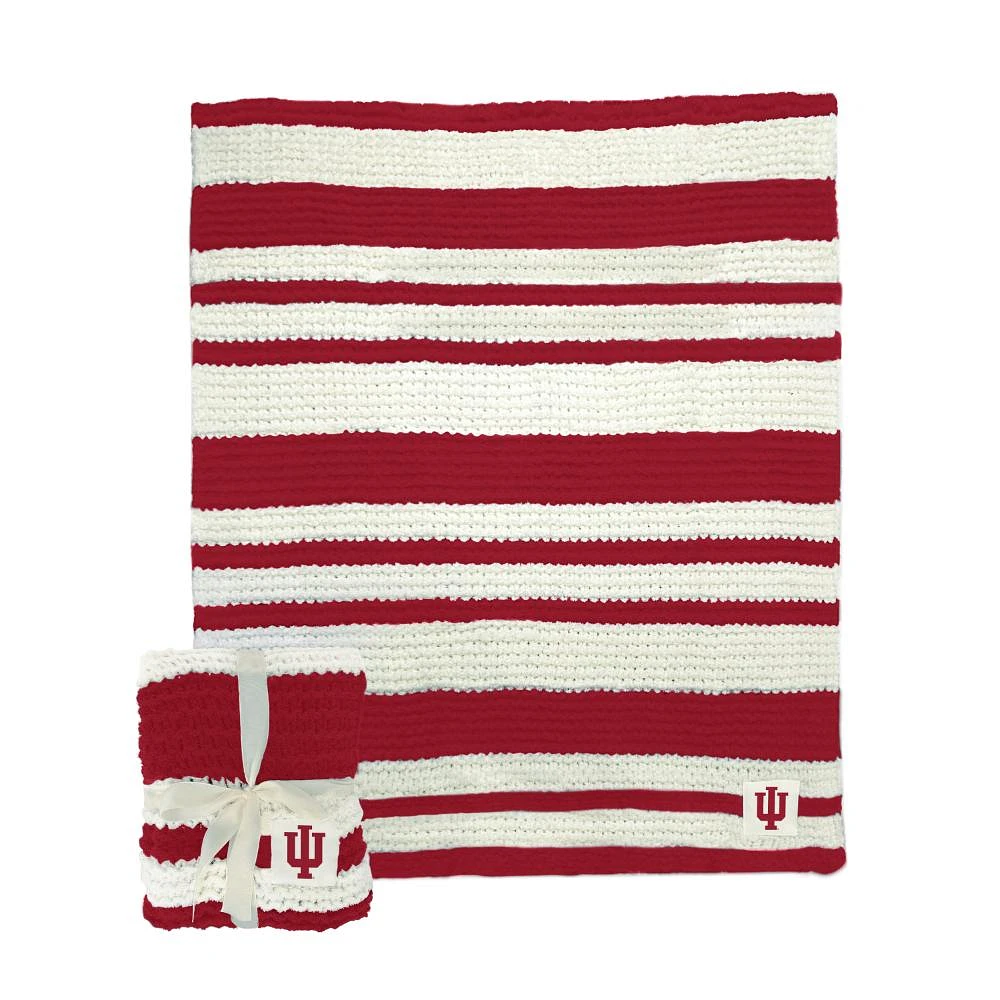 Indiana Logo Brands Cableknit Stripe Blanket