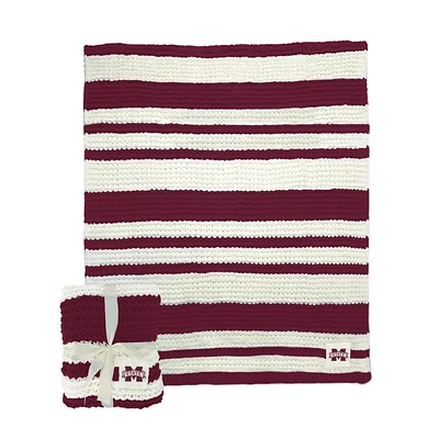 Mississippi State Logo Brands Cableknit Stripe Blanket