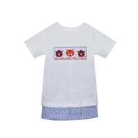 Auburn Toddler Mascot Smocked Short Set